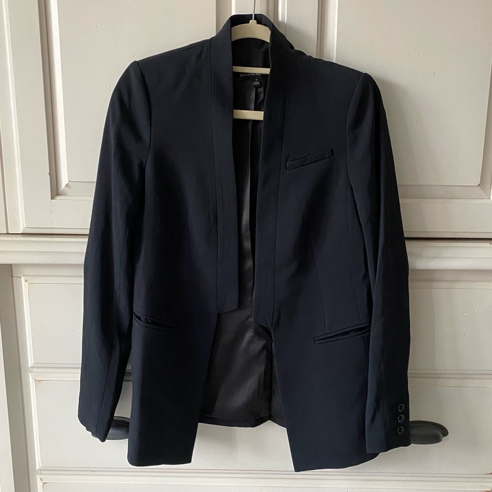 Banana Republic Black Tuxedo Style Open-Face Blazer